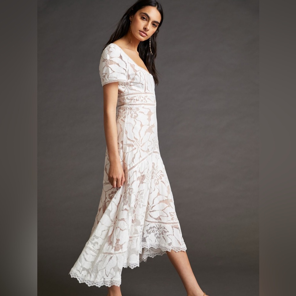 By Anthropologie slim lace maxi dress